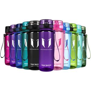 Super Sparrow Bouteille d&rsquo;eau – Gourde – 350ml/500ml/750ml/1000ml – sans BPA – Convient pour Le Sport, la randonnée, l&rsquo;école, Le Bureau, en Plein air(Transparent – Orchidée)