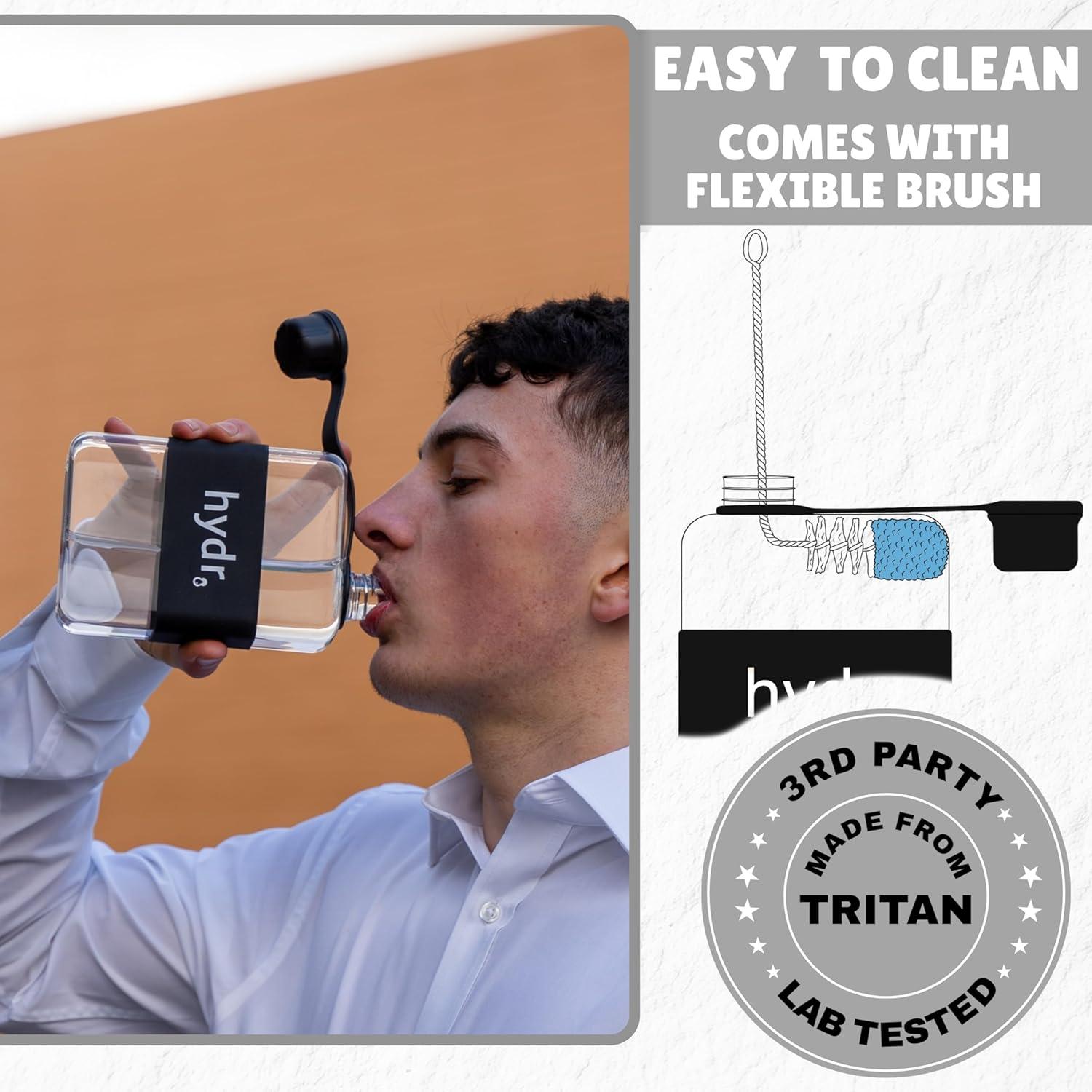 image:imageBouteille deau plate 500 ml pour sac main et brosse de nettoyage flexible Carre sans BPA Bouteilles fines antifuite et antichute pour les voyagesRose