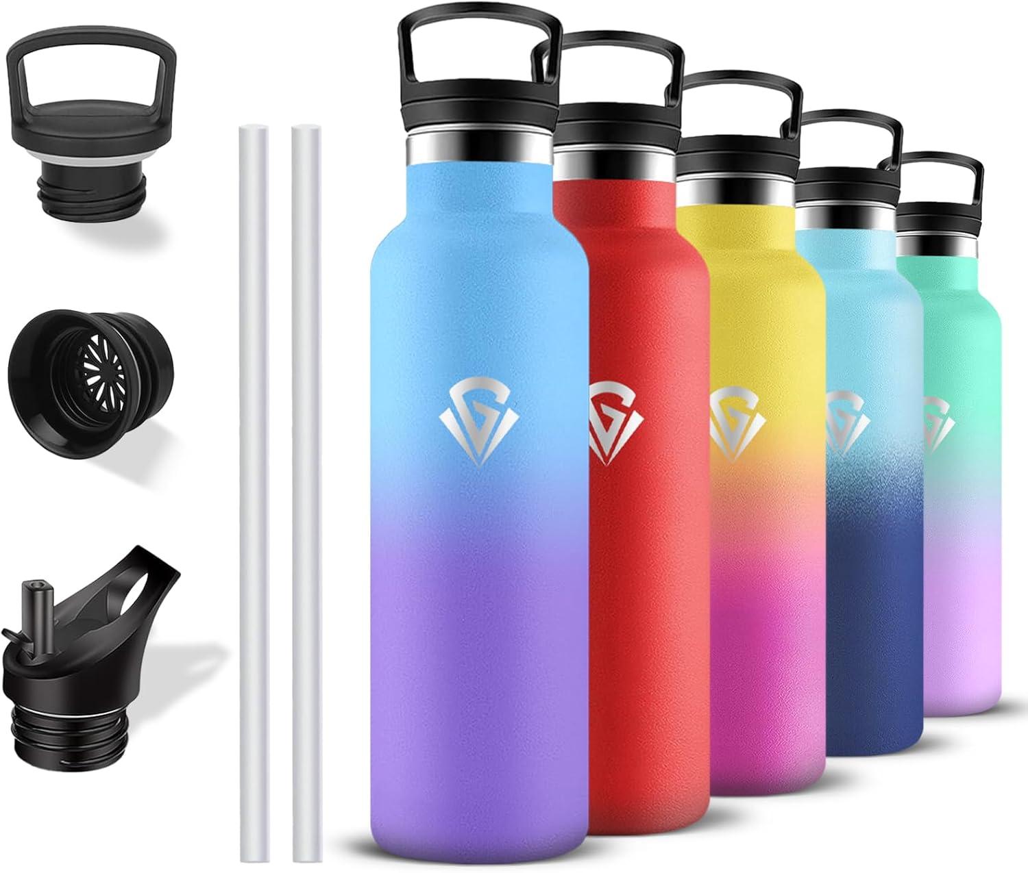 image:imageGourde 500ml Gourde Isotherme Bouteille Isotherme Anti Fuite Bouteille Inox sans Bpa Double Isolation Bouteilles Isothermes Avec Poigne Bouteille deau pour Randonne Camping Sport VoyageBleuviolet