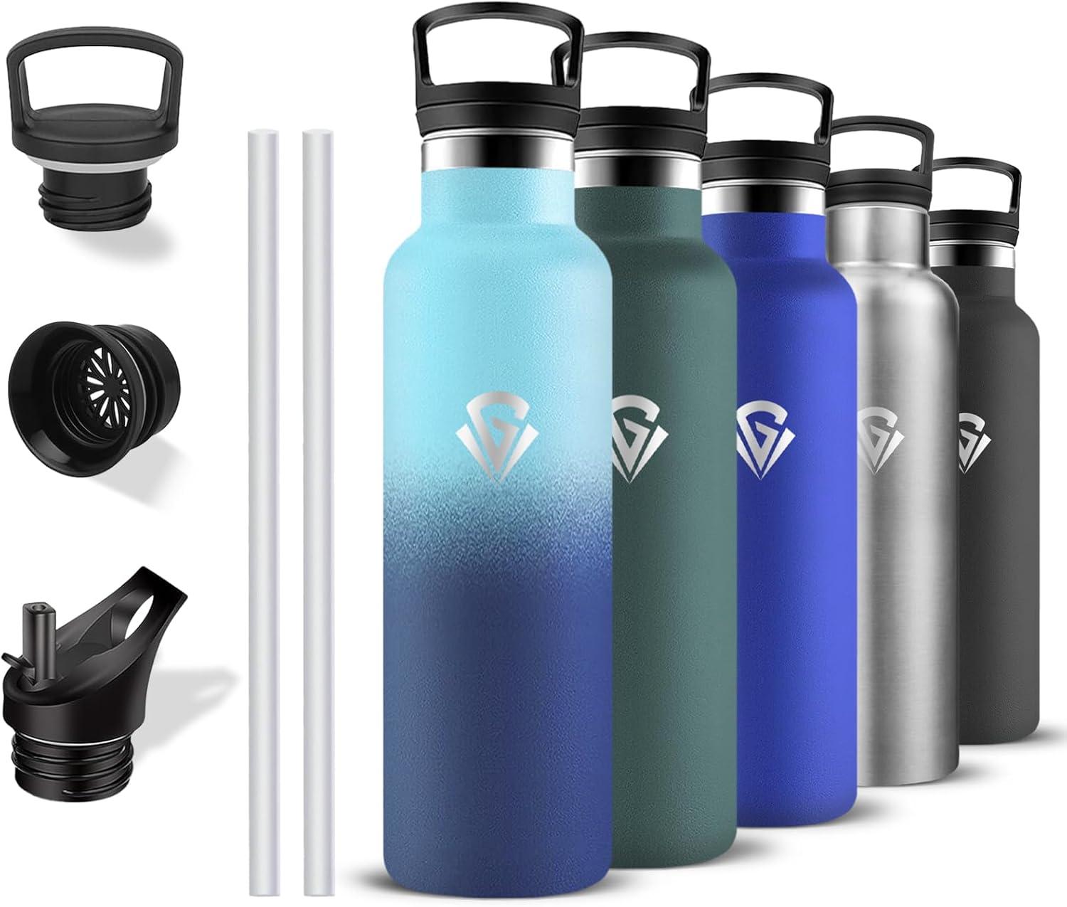image:imageGourde 500ml Gourde Isotherme Bouteille Isotherme Anti Fuite Bouteille Inox sans Bpa Double Isolation Bouteilles Isothermes Avec Poigne Bouteille deau pour Randonne Camping Sport VoyageJbbleu