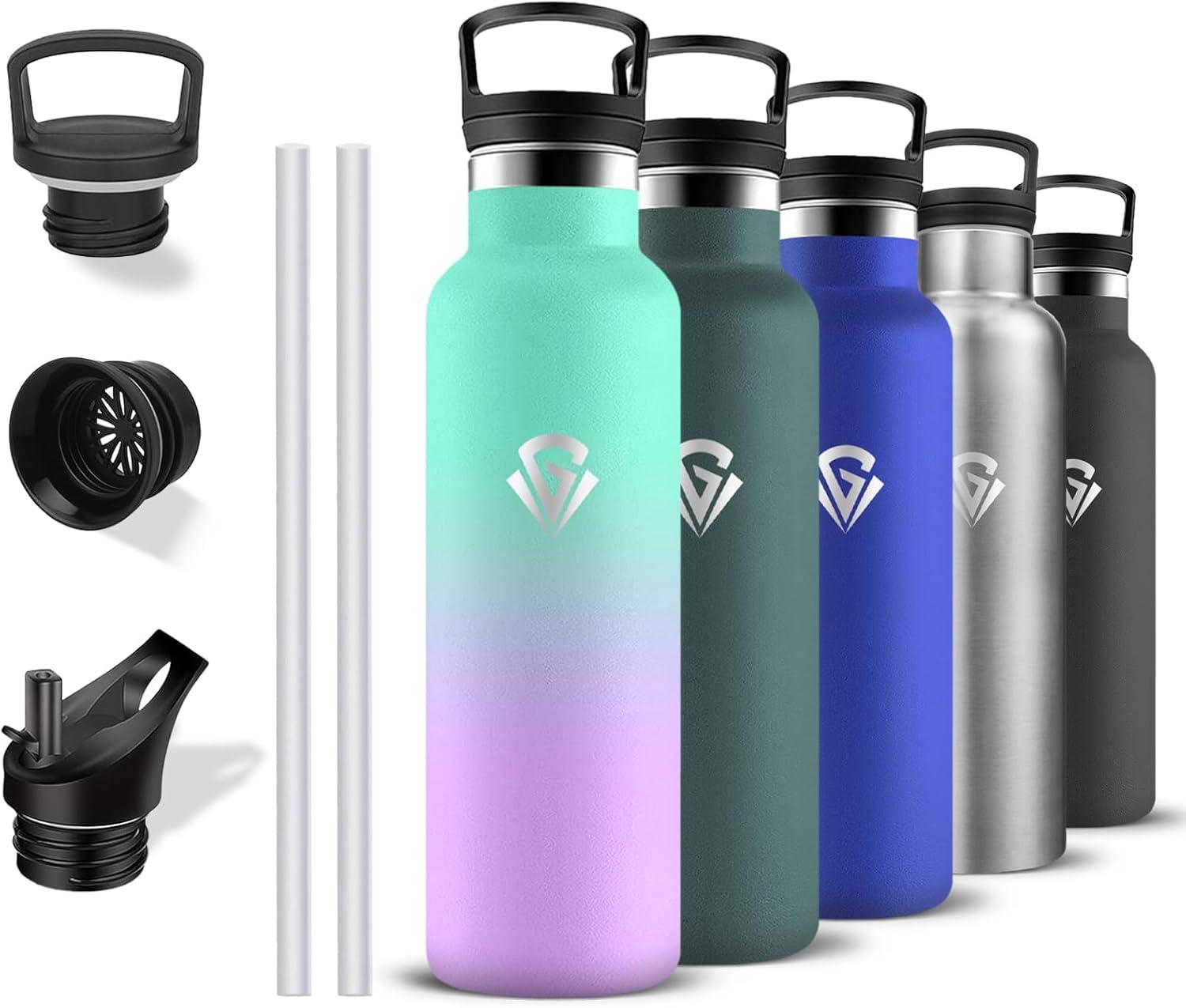 image:imageGourde 500ml Gourde Isotherme Bouteille Isotherme Anti Fuite Bouteille Inox sans Bpa Double Isolation Bouteilles Isothermes Avec Poigne Bouteille deau pour Randonne Camping Sport VoyageViolet