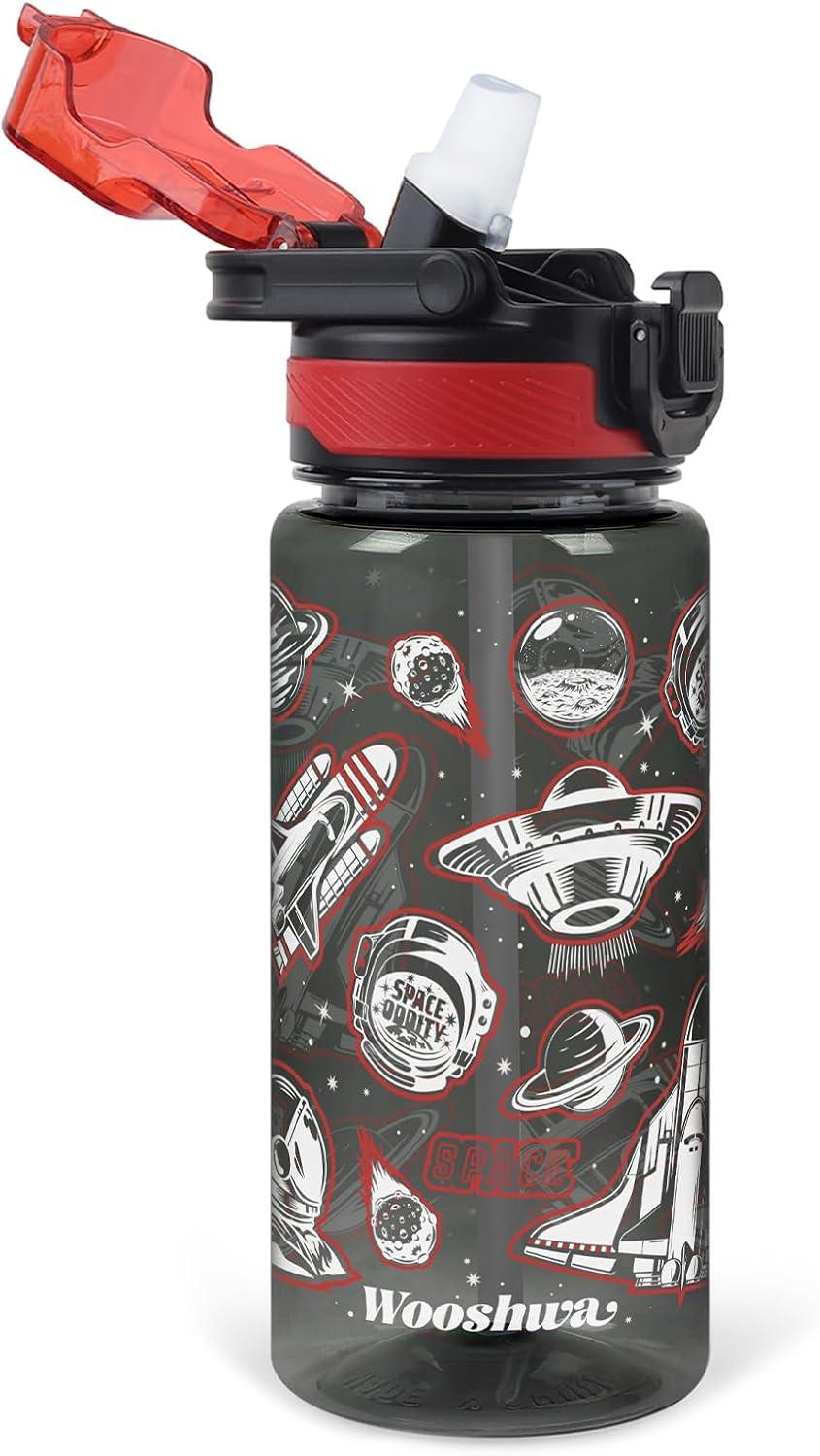 image:imageGourde avec Paille 480ml Anti Fuite Portable Bouteille Deau Sans BPA amp Verrouillage Scuris pour Sport Dinosaure amp LicorneVaisseau Spatial