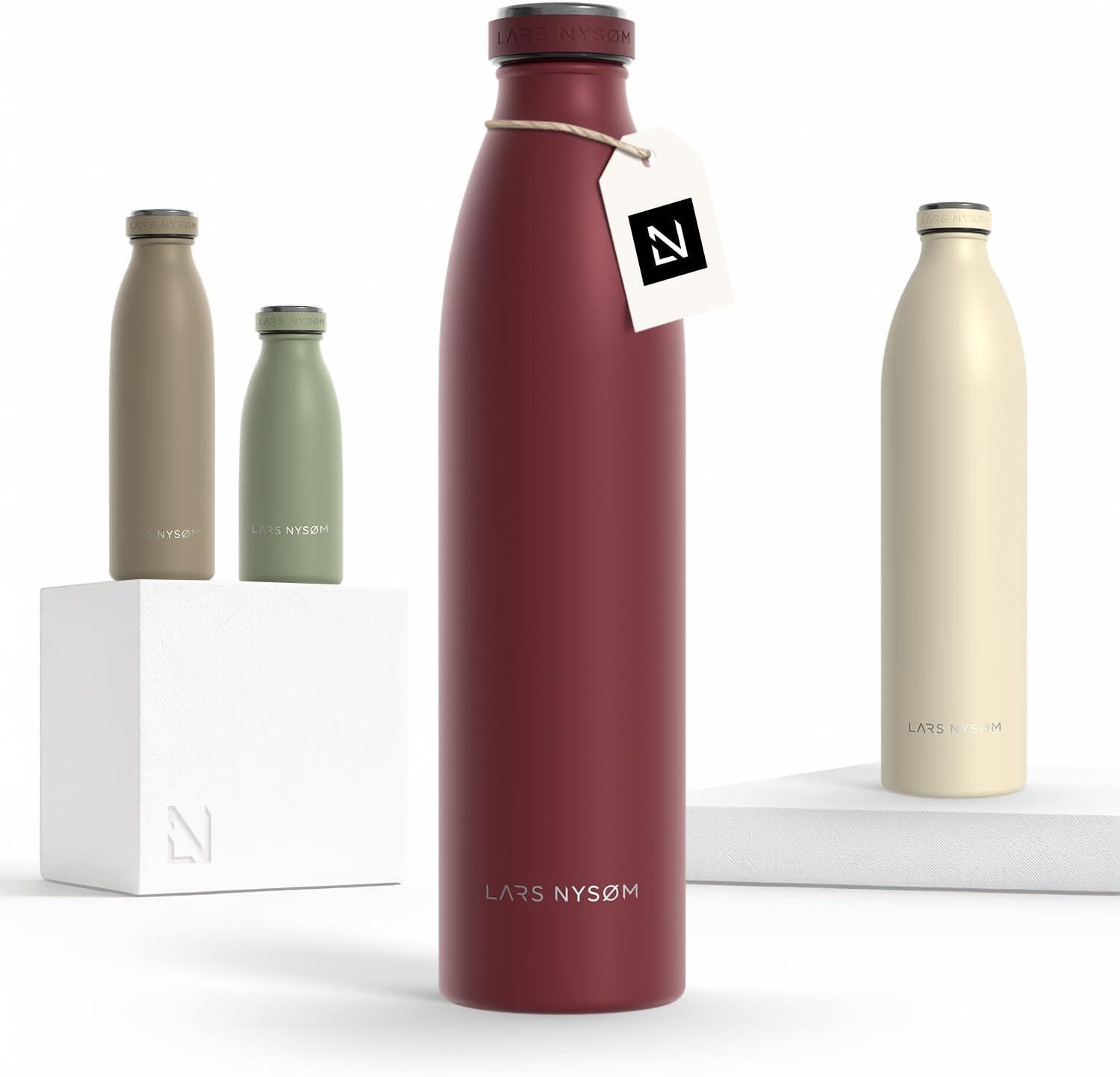 image:imageLARS NYSM Gourde INOX 500ml 05L Bouteille deau isole Gourde tanche pour Le Sport la Bicyclette Les Enfants Carbon Black 500mlBerry Red