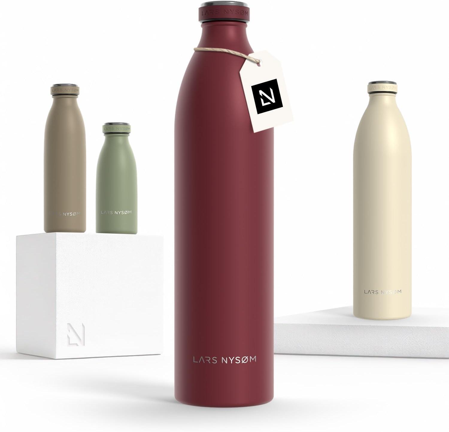 image:imageLARS NYSM Gourde INOX 500ml 05L Bouteille deau isole Gourde tanche pour Le Sport la Bicyclette Les Enfants Carbon Black 500mlBerry Red