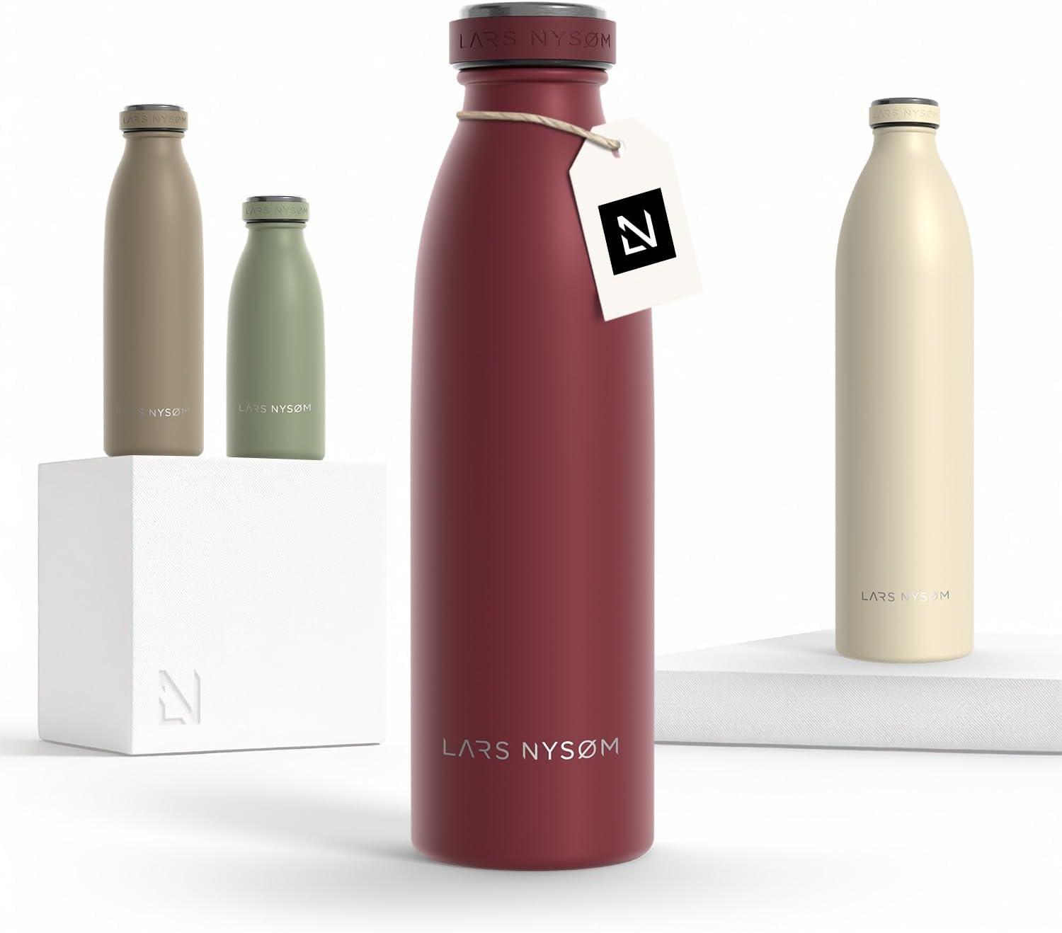 image:imageLARS NYSM Gourde INOX 500ml 05L Bouteille deau isole Gourde tanche pour Le Sport la Bicyclette Les Enfants Carbon Black 500mlBerry Red