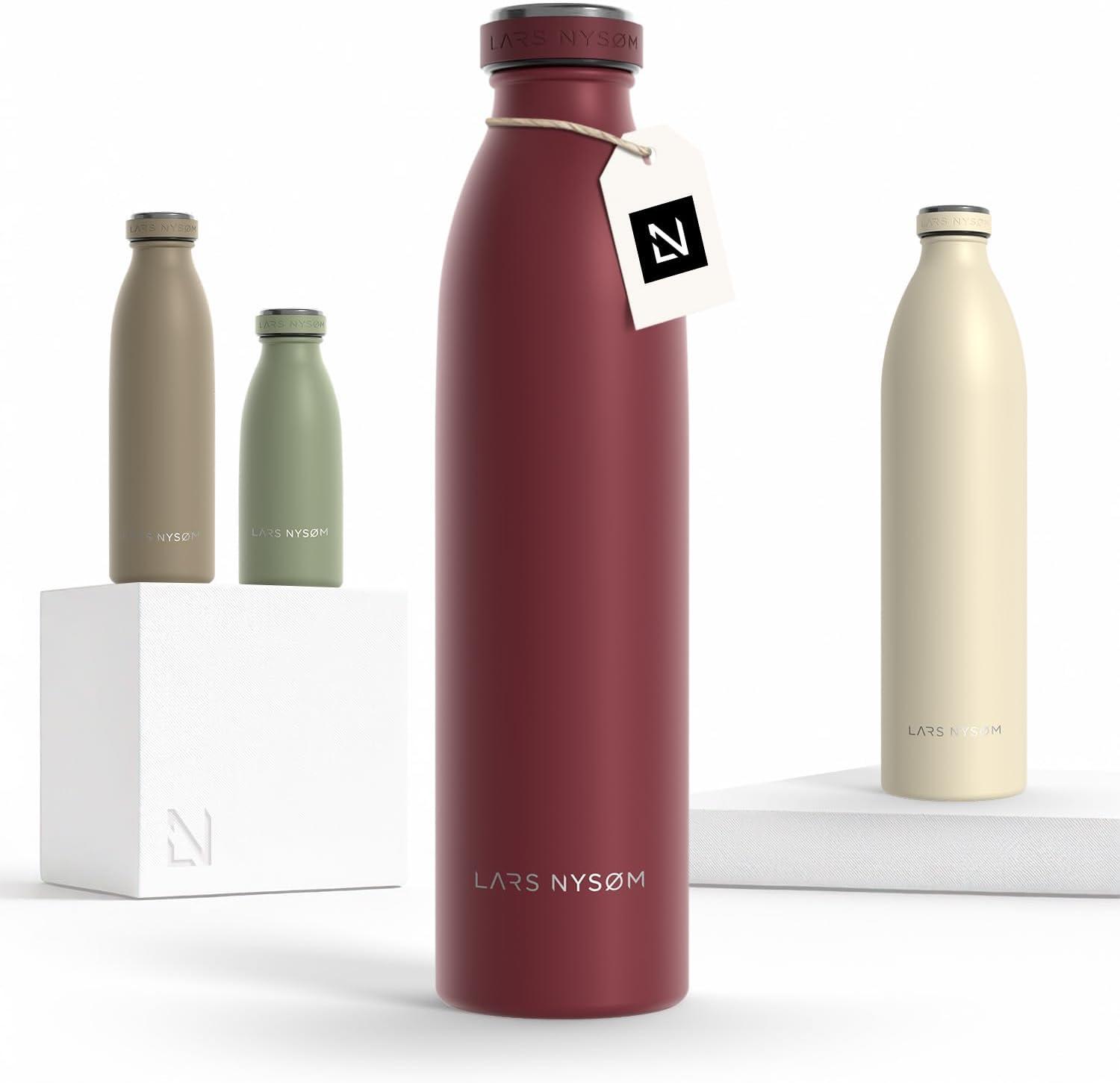 image:imageLARS NYSM Gourde INOX 500ml 05L Bouteille deau isole Gourde tanche pour Le Sport la Bicyclette Les Enfants Carbon Black 500mlBerry Red