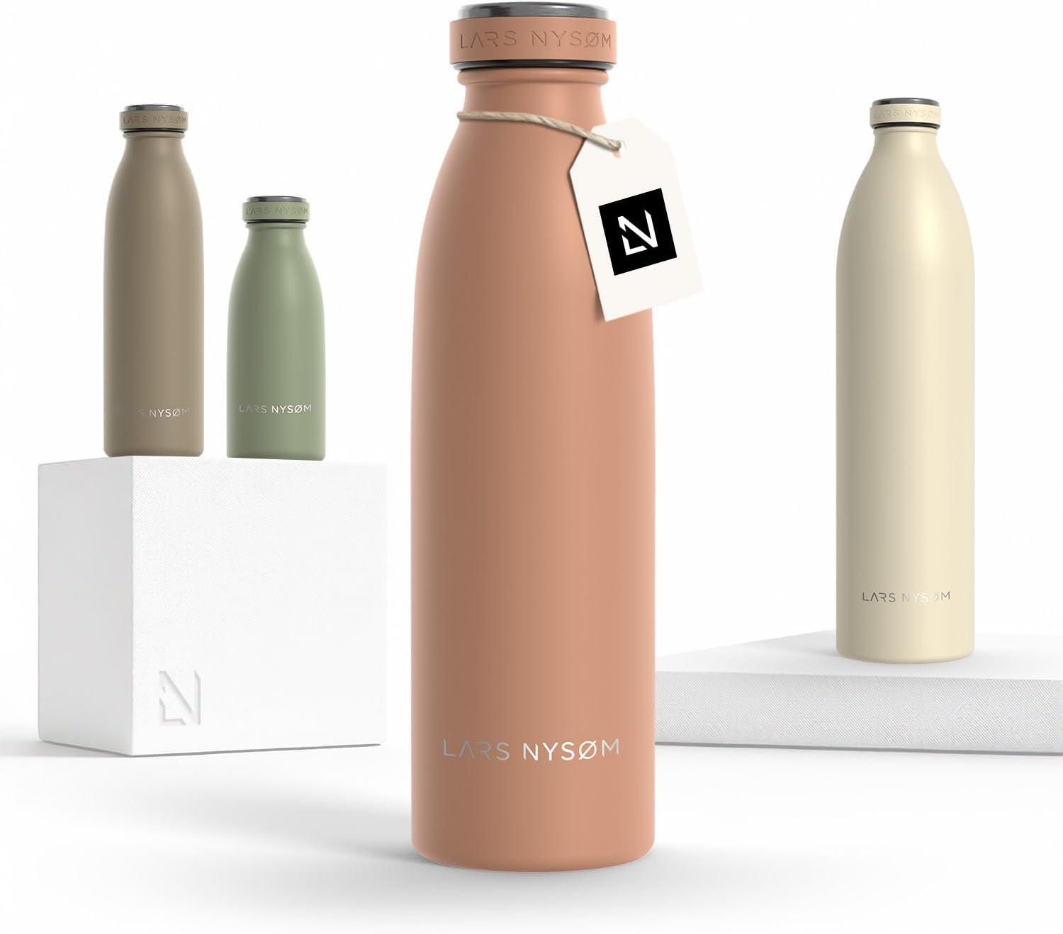 image:imageLARS NYSM Gourde INOX 500ml 05L Bouteille deau isole Gourde tanche pour Le Sport la Bicyclette Les Enfants Carbon Black 500mlBlush Rose