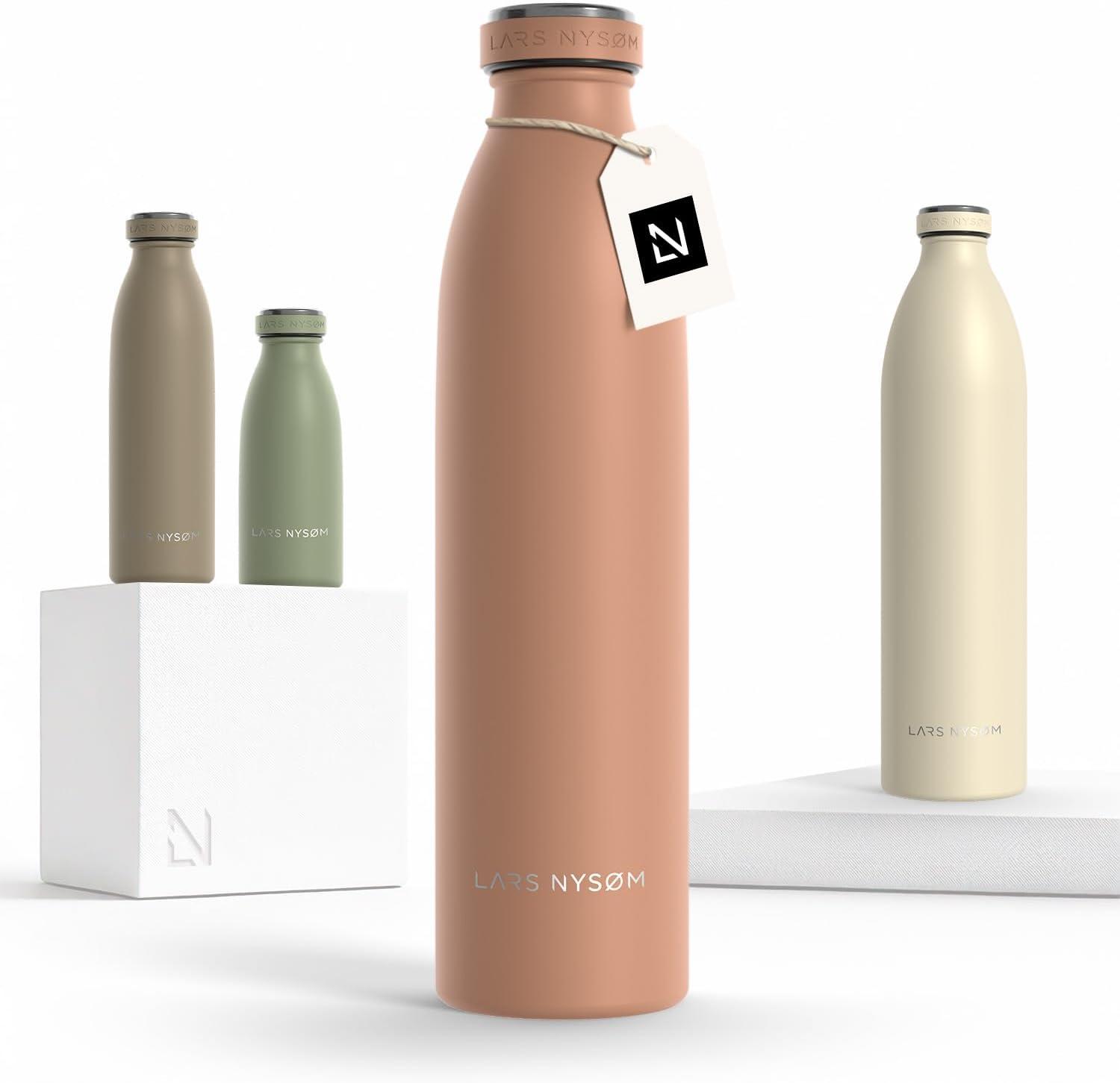image:imageLARS NYSM Gourde INOX 500ml 05L Bouteille deau isole Gourde tanche pour Le Sport la Bicyclette Les Enfants Carbon Black 500mlBlush Rose