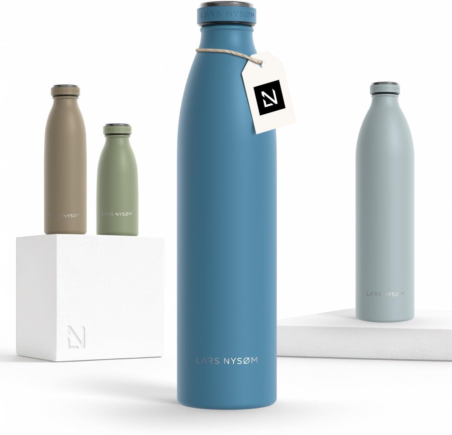image:imageLARS NYSM Gourde INOX 500ml 05L Bouteille deau isole Gourde tanche pour Le Sport la Bicyclette Les Enfants Carbon Black 500mlCalypso Blue