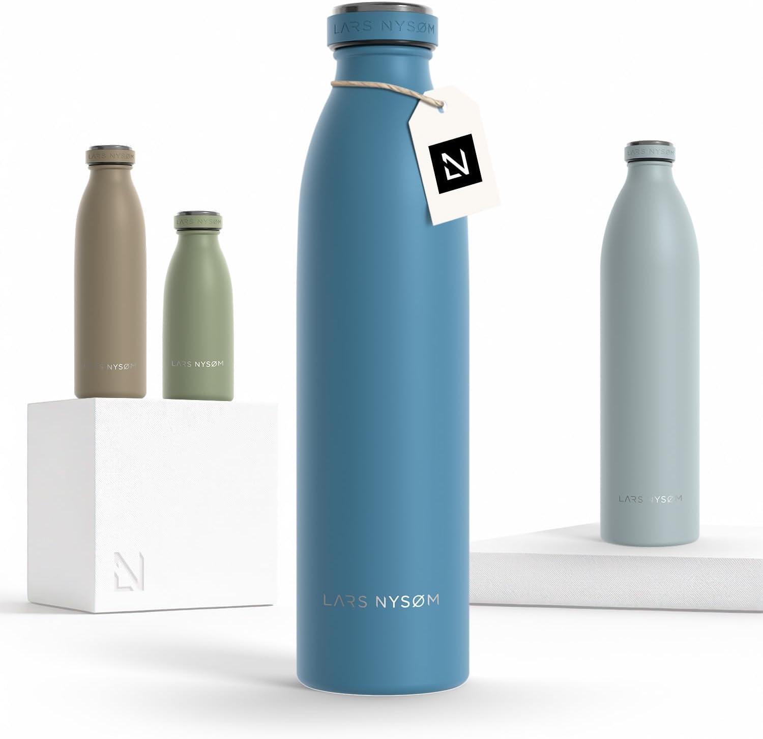 image:imageLARS NYSM Gourde INOX 500ml 05L Bouteille deau isole Gourde tanche pour Le Sport la Bicyclette Les Enfants Carbon Black 500mlCalypso Blue