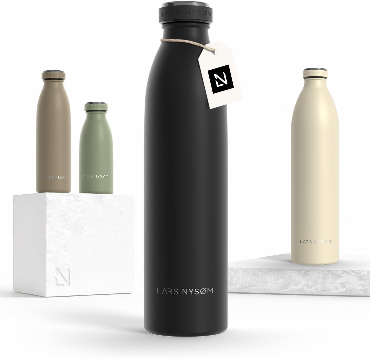image:imageLARS NYSM Gourde INOX 500ml 05L Bouteille deau isole Gourde tanche pour Le Sport la Bicyclette Les Enfants Carbon Black 500mlCarbon Black