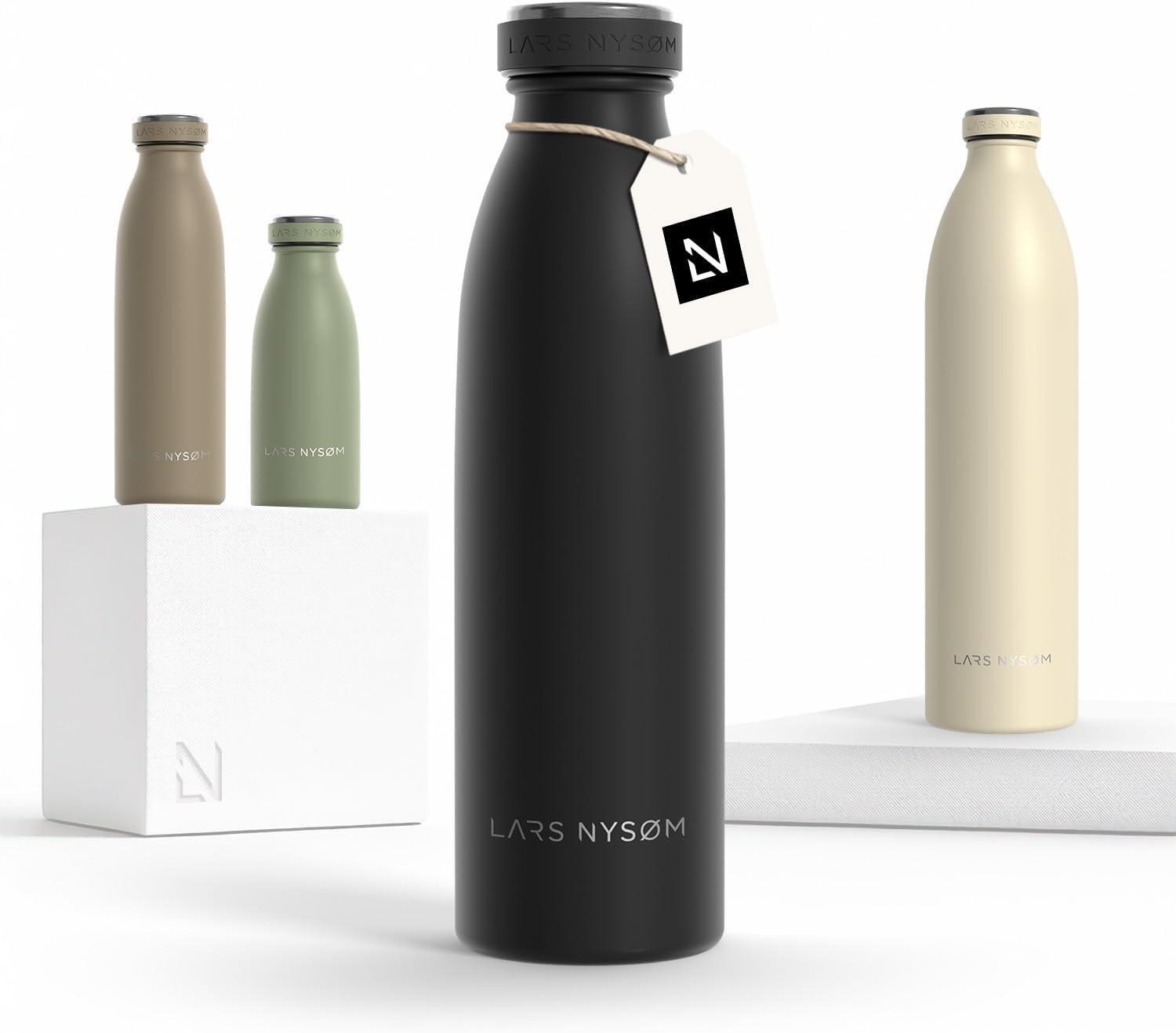 image:imageLARS NYSM Gourde INOX 500ml 05L Bouteille deau isole Gourde tanche pour Le Sport la Bicyclette Les Enfants Carbon Black 500mlCarbon Black