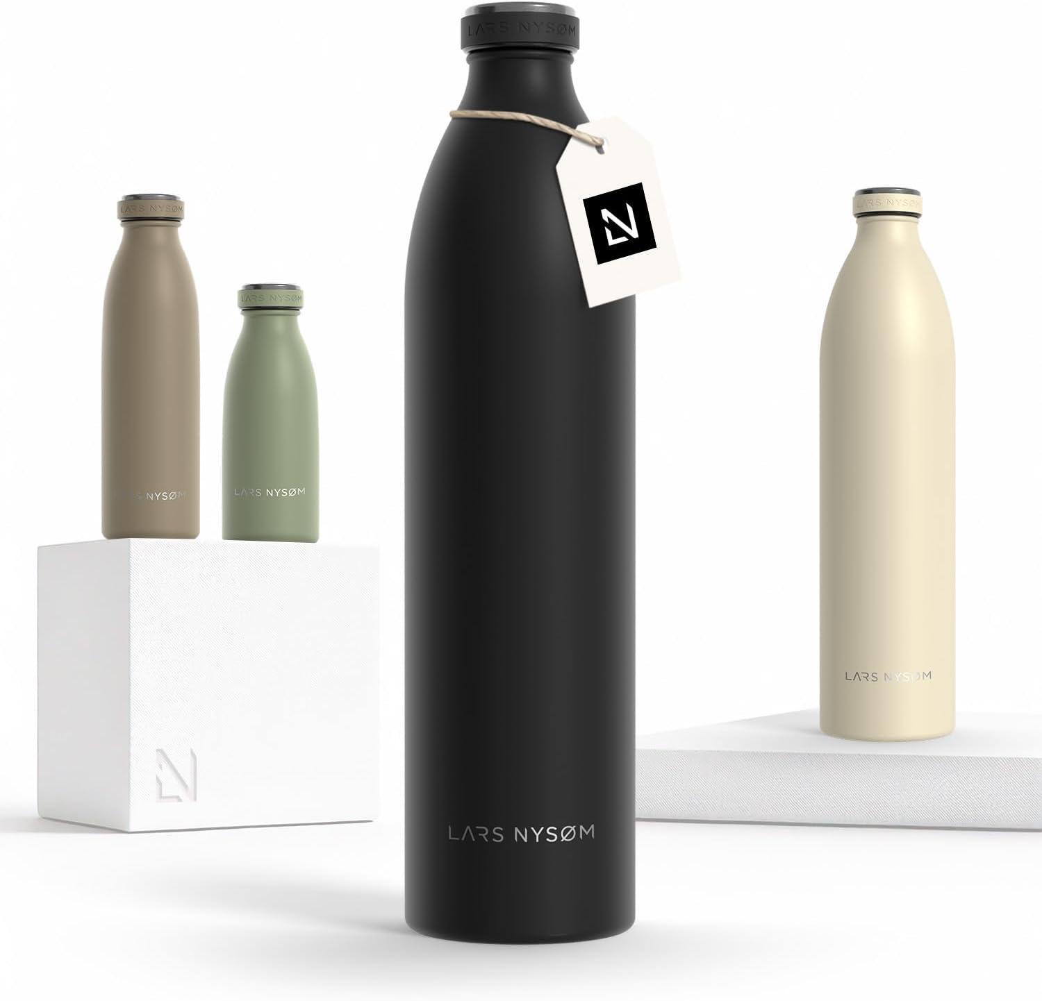 image:imageLARS NYSM Gourde INOX 500ml 05L Bouteille deau isole Gourde tanche pour Le Sport la Bicyclette Les Enfants Carbon Black 500mlCarbon Black