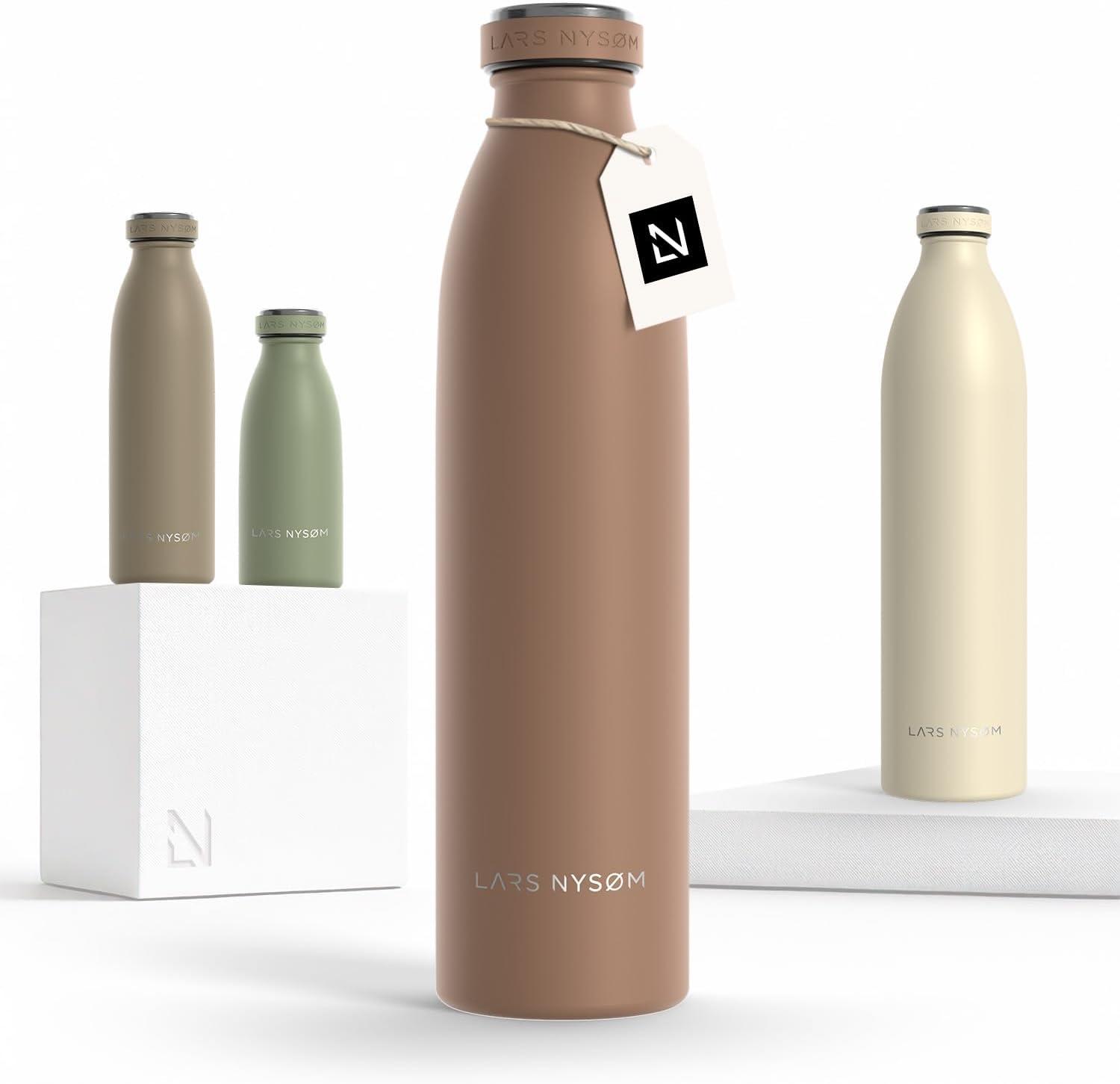 image:imageLARS NYSM Gourde INOX 500ml 05L Bouteille deau isole Gourde tanche pour Le Sport la Bicyclette Les Enfants Carbon Black 500mlMocha Brown