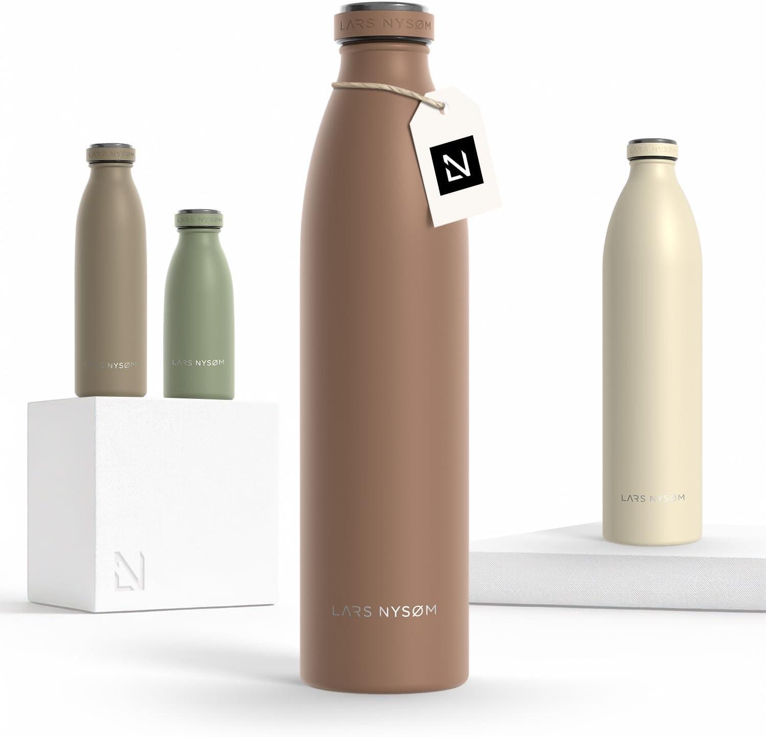 image:imageLARS NYSM Gourde INOX 500ml 05L Bouteille deau isole Gourde tanche pour Le Sport la Bicyclette Les Enfants Carbon Black 500mlMocha Brown