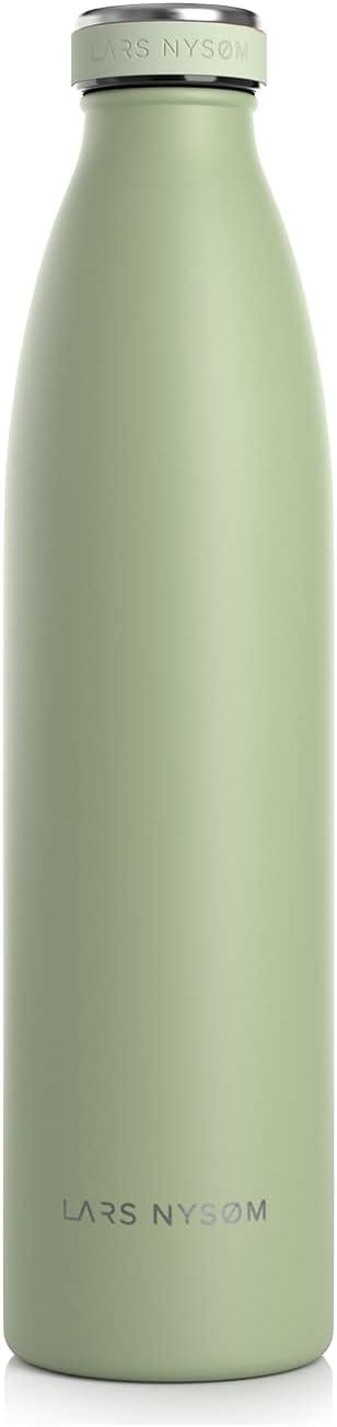 image:imageLARS NYSM Gourde INOX 500ml 05L Bouteille deau isole Gourde tanche pour Le Sport la Bicyclette Les Enfants Carbon Black 500mlSage Green