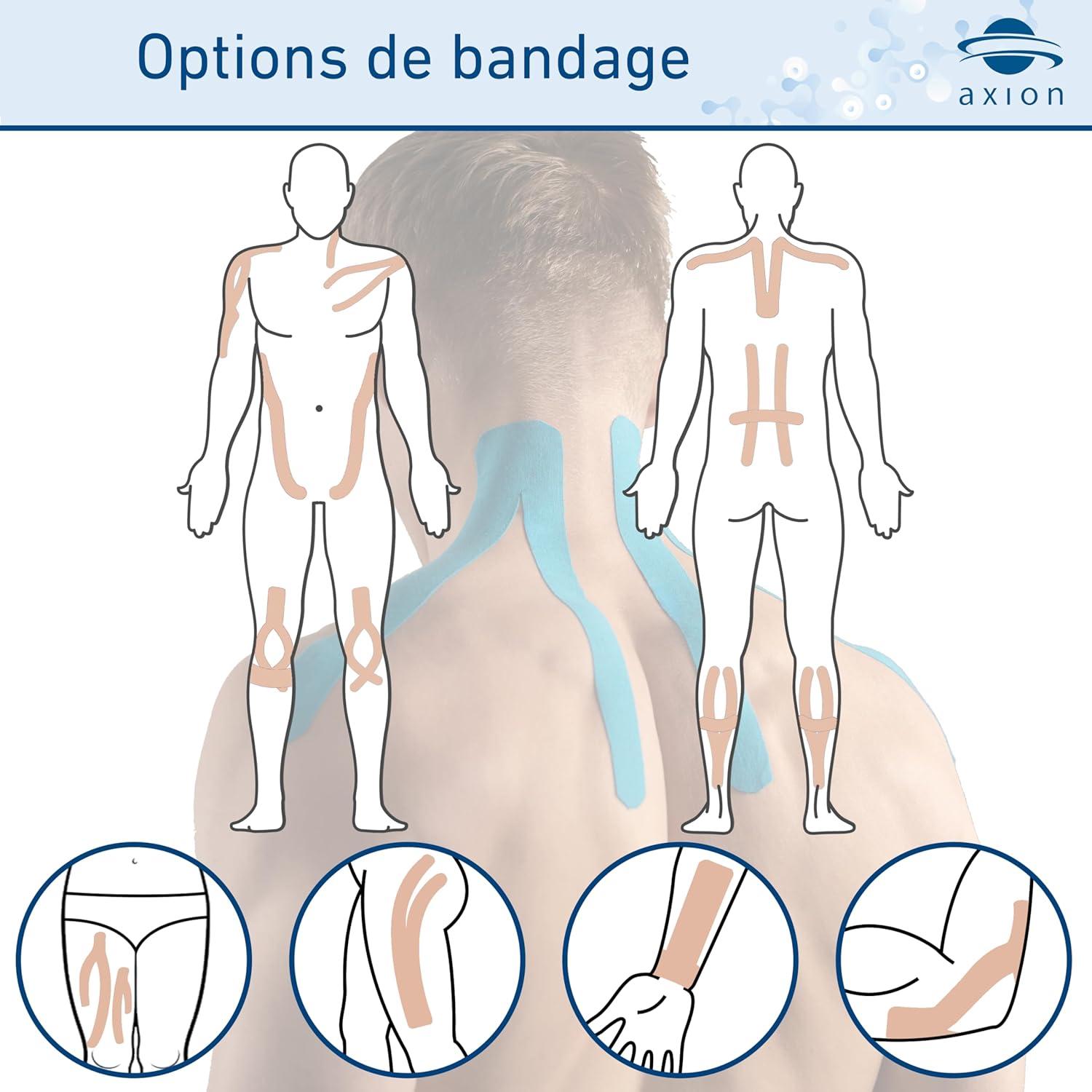 image:imageSet de 2 bandes de kinsiologie pour strap couleur bleu axion Ruban adhsif rsistant leau Optimal pour le sport 2 rouleaux de 5 mBeige