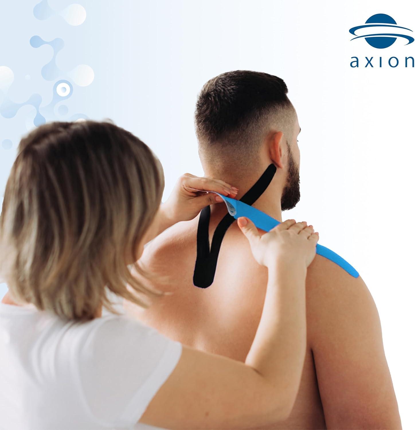 image:imageSet de 2 bandes de kinsiologie pour strap couleur bleu axion Ruban adhsif rsistant leau Optimal pour le sport 2 rouleaux de 5 mBleu Noir