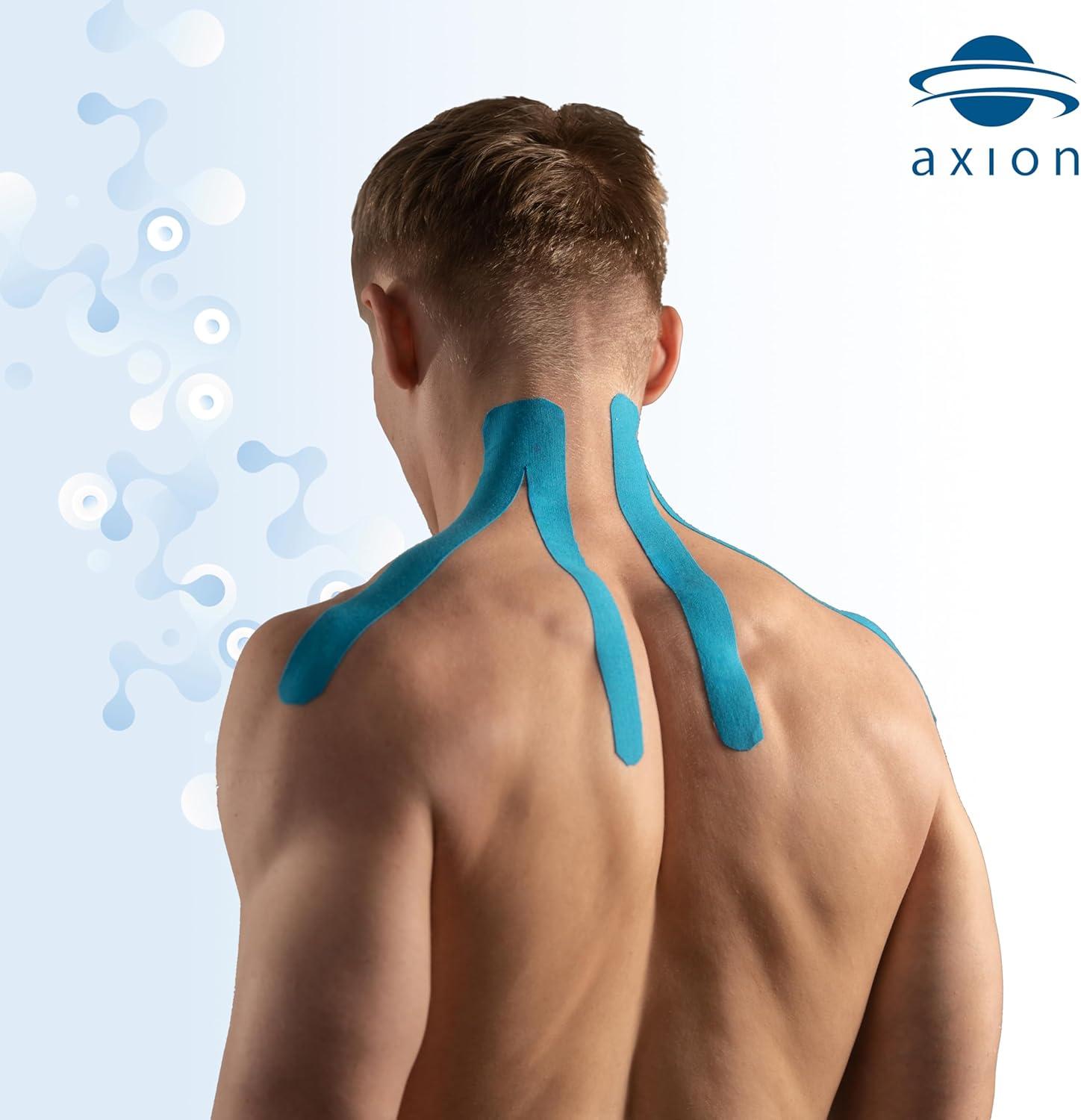 image:imageSet de 2 bandes de kinsiologie pour strap couleur bleu axion Ruban adhsif rsistant leau Optimal pour le sport 2 rouleaux de 5 mNoir