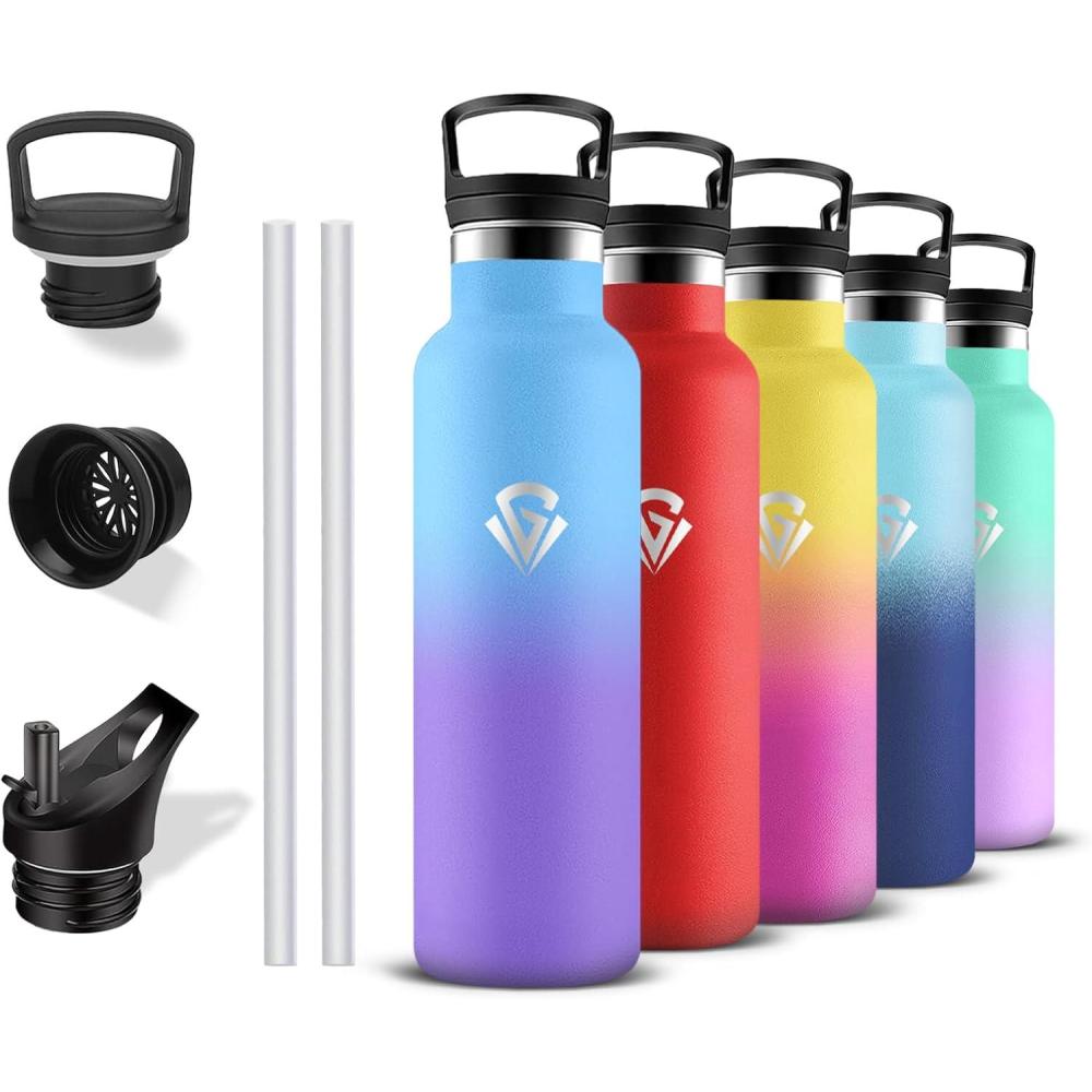 image:imageGourde 500ml Gourde Isotherme Bouteille Isotherme Anti Fuite Bouteille Inox sans Bpa Double Isolation Bouteilles Isothermes Avec Poigne Bouteille deau pour Randonne Camping Sport VoyageBleuviolet