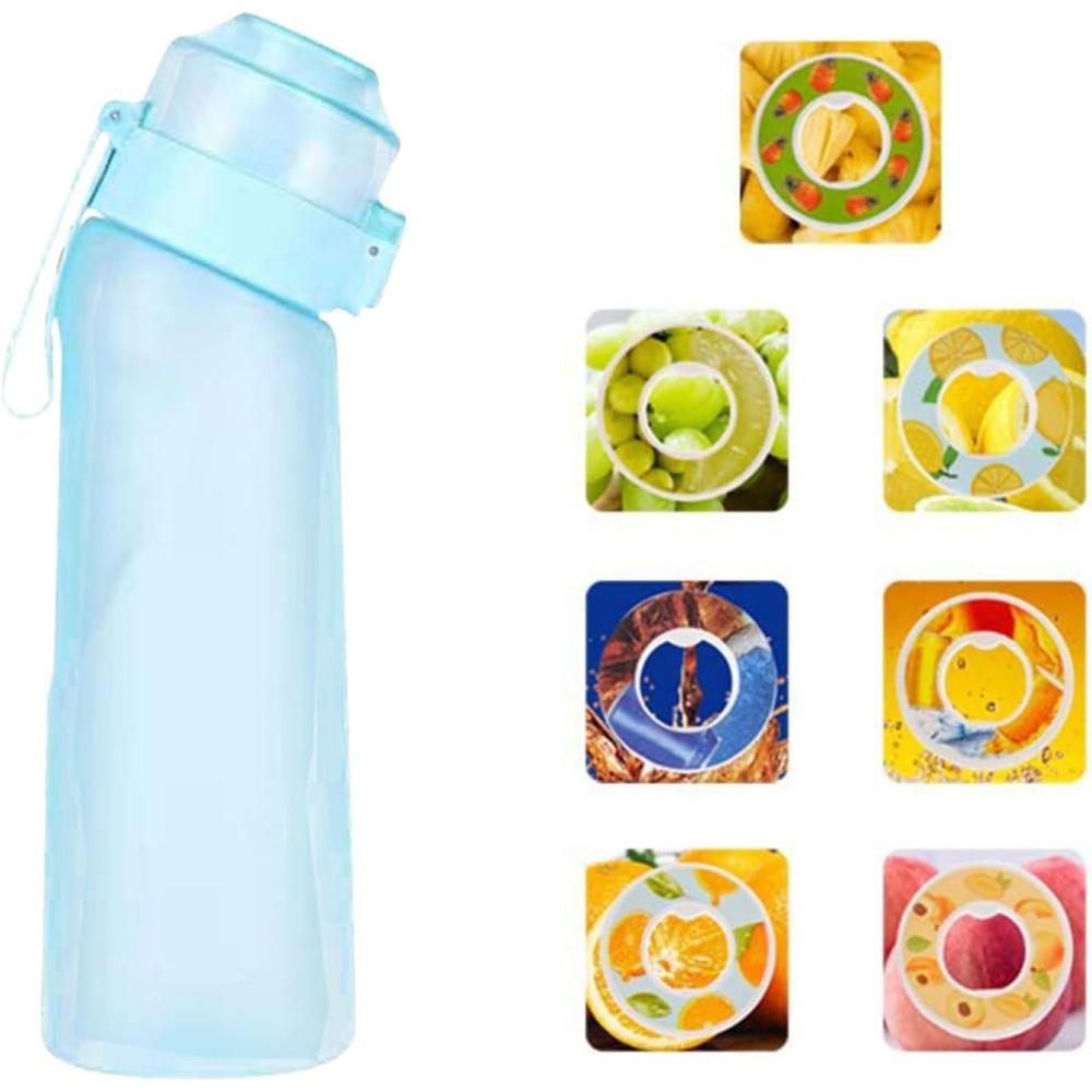 image:imageGourde Sport650ml tanches Gourde Paillequip de avec dosettes en 7 saveurs et brosse de nettoyagePods parfums pour eau aromatique 0 sucrepour gymrandonn Bleu matBleu Mat
