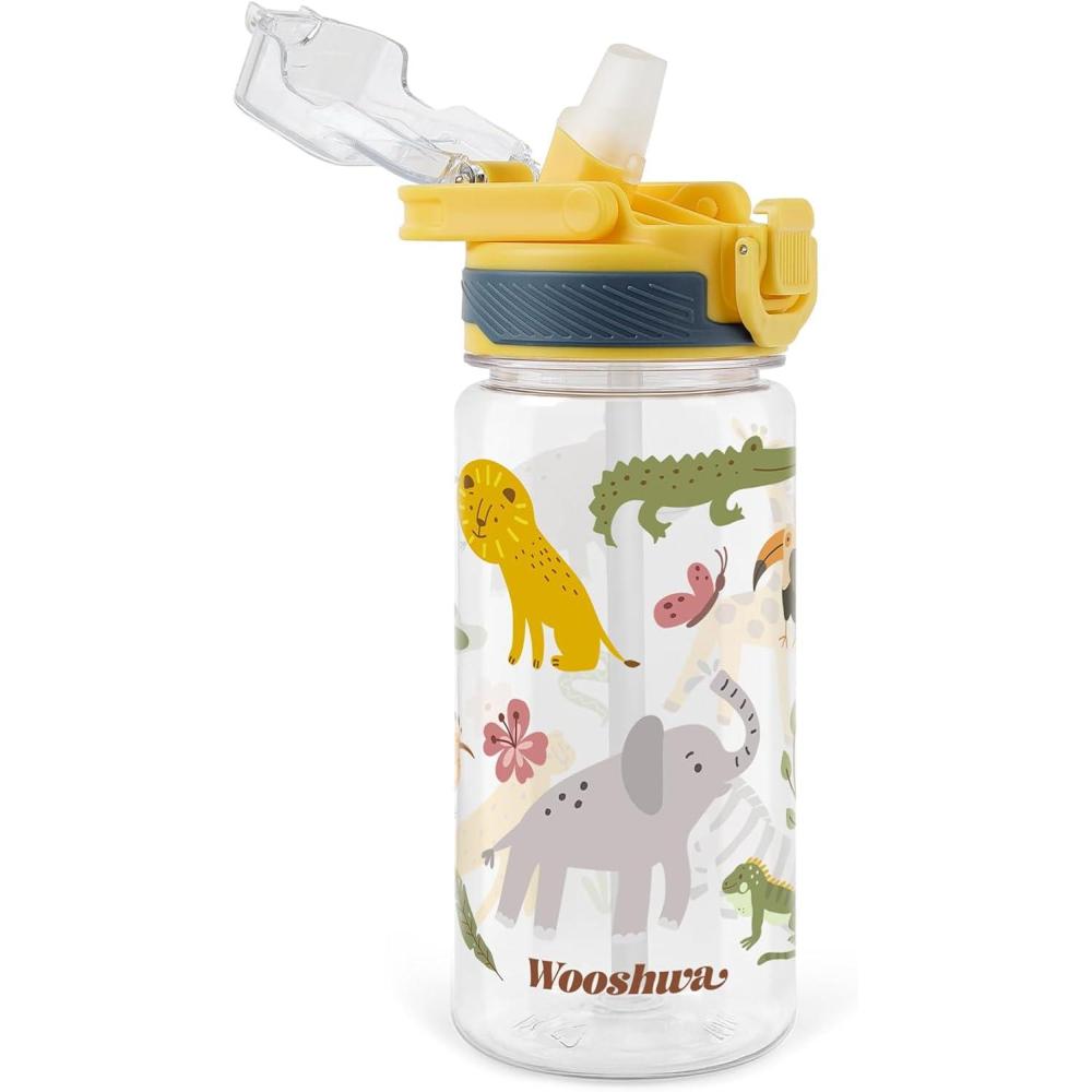 image:imageGourde avec Paille 480ml Anti Fuite Portable Bouteille Deau Sans BPA amp Verrouillage Scuris pour Sport Dinosaure amp LicorneAnimaux de la Jungle