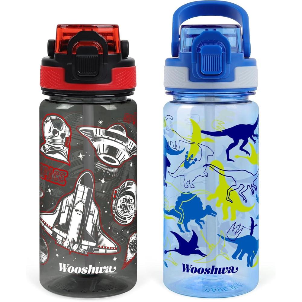 image:imageGourde avec Paille 480ml Anti Fuite Portable Bouteille Deau Sans BPA amp Verrouillage Scuris pour Sport Dinosaure amp LicorneDinosaure Vaisseau Spatial