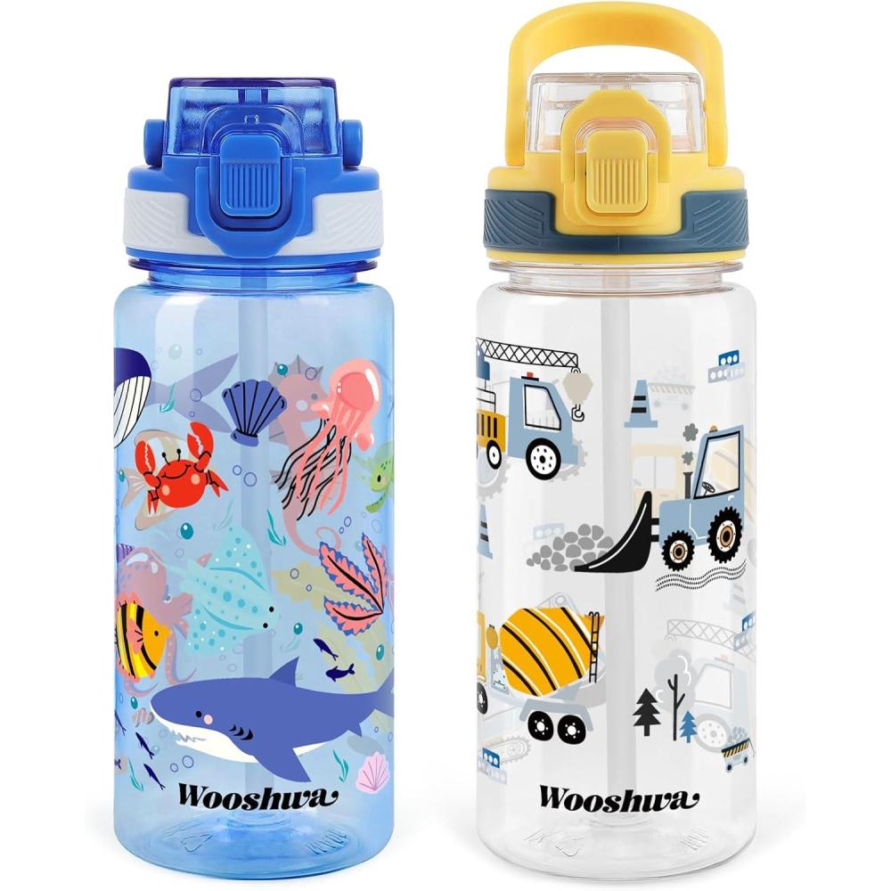image:imageGourde avec Paille 480ml Anti Fuite Portable Bouteille Deau Sans BPA amp Verrouillage Scuris pour Sport Dinosaure amp LicorneExcavatrice Animaux Marins