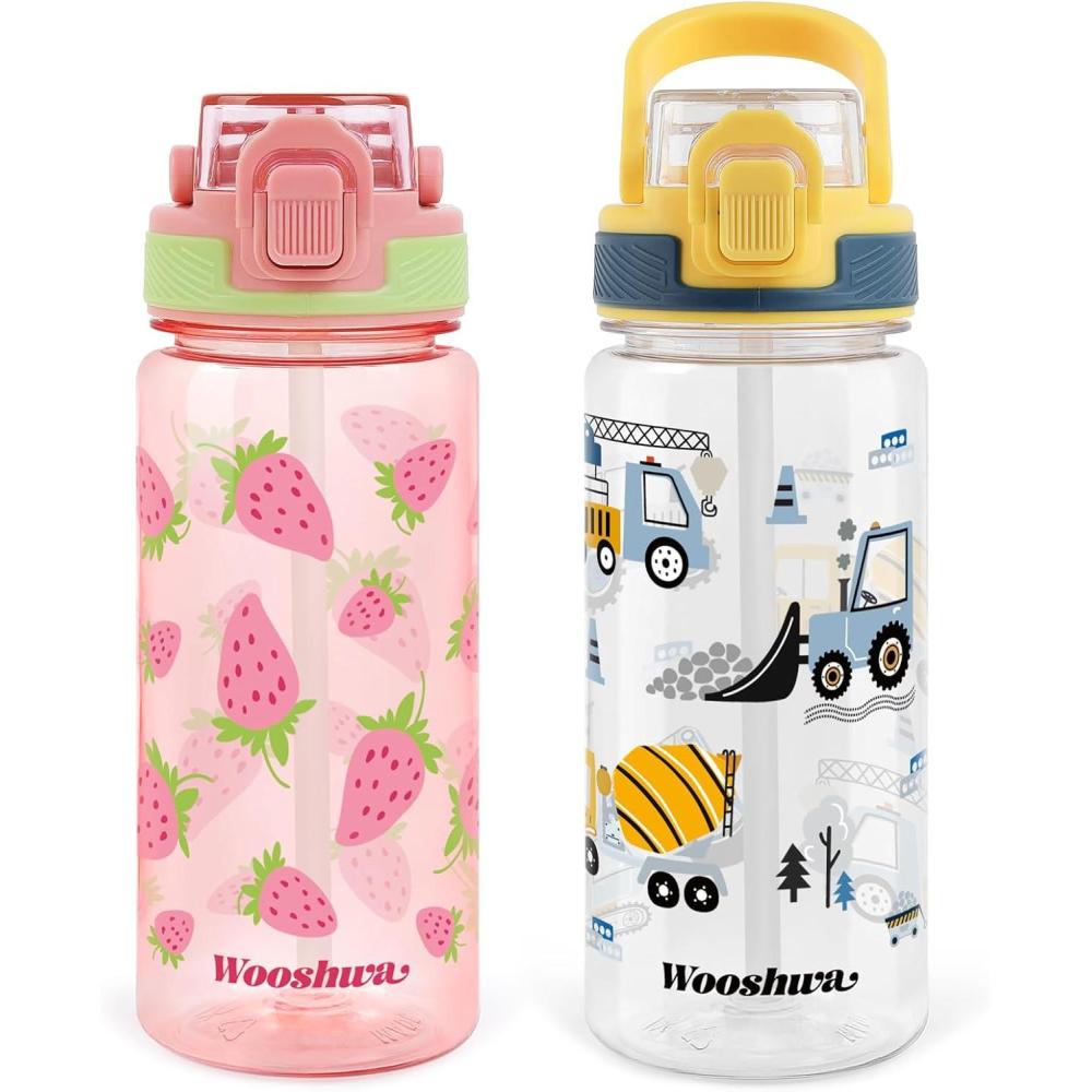 image:imageGourde avec Paille 480ml Anti Fuite Portable Bouteille Deau Sans BPA amp Verrouillage Scuris pour Sport Dinosaure amp LicorneExcavatrice Fraise