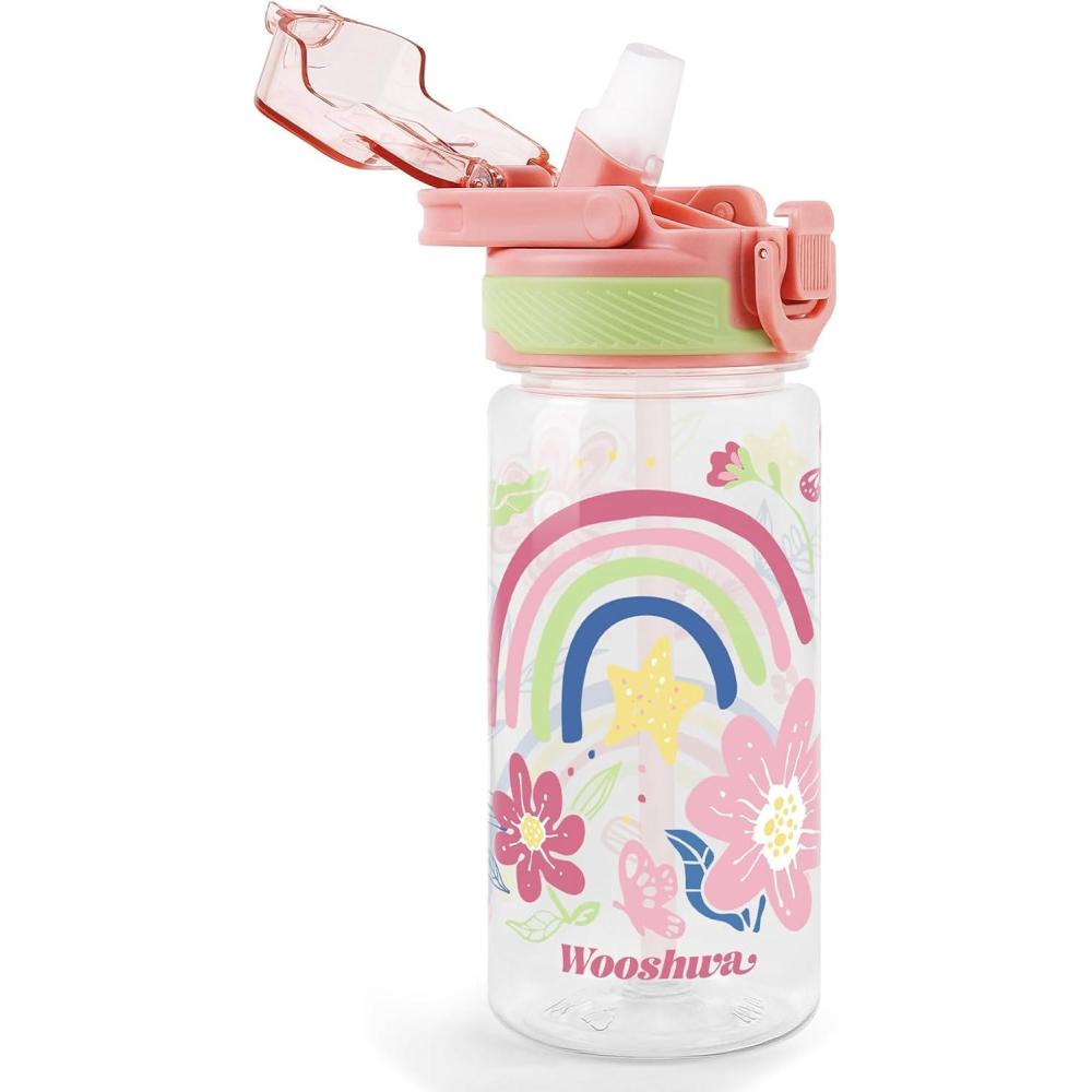 image:imageGourde avec Paille 480ml Anti Fuite Portable Bouteille Deau Sans BPA amp Verrouillage Scuris pour Sport Dinosaure amp LicorneFleur Arcenciel