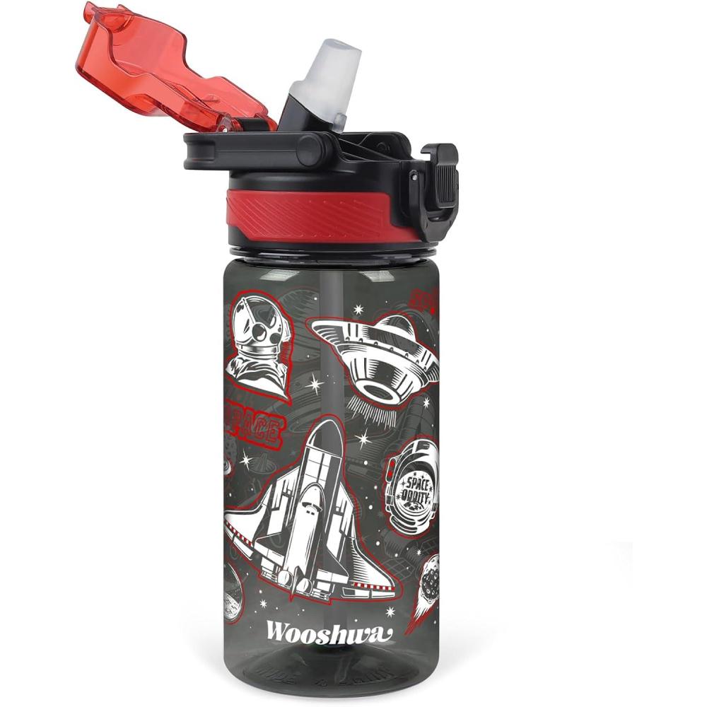 image:imageGourde avec Paille 480ml Anti Fuite Portable Bouteille Deau Sans BPA amp Verrouillage Scuris pour Sport Dinosaure amp LicorneVaisseau Spatial