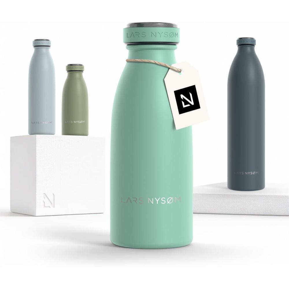 image:imageLARS NYSM Gourde INOX 500ml 05L Bouteille deau isole Gourde tanche pour Le Sport la Bicyclette Les Enfants Carbon Black 500mlAqua Turquoise