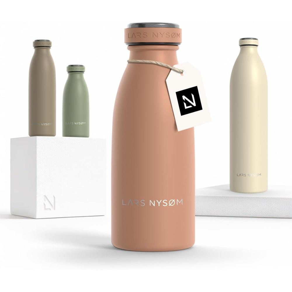 image:imageLARS NYSM Gourde INOX 500ml 05L Bouteille deau isole Gourde tanche pour Le Sport la Bicyclette Les Enfants Carbon Black 500mlBlush Rose