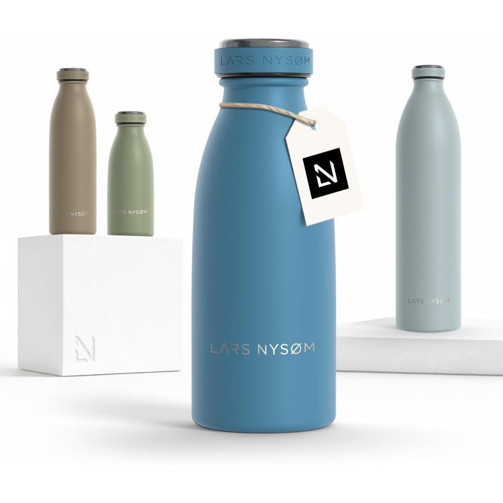 image:imageLARS NYSM Gourde INOX 500ml 05L Bouteille deau isole Gourde tanche pour Le Sport la Bicyclette Les Enfants Carbon Black 500mlCalypso Blue