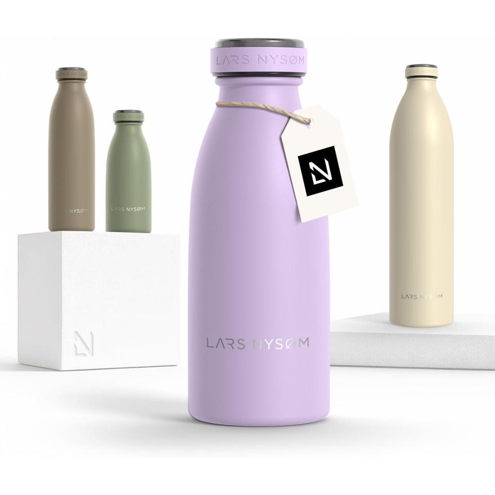 image:imageLARS NYSM Gourde INOX 500ml  05L Bouteille deau isole  Gourde tanche pour Le Sport la Bicyclette Les Enfants Carbon Black 500mlLavender Purple