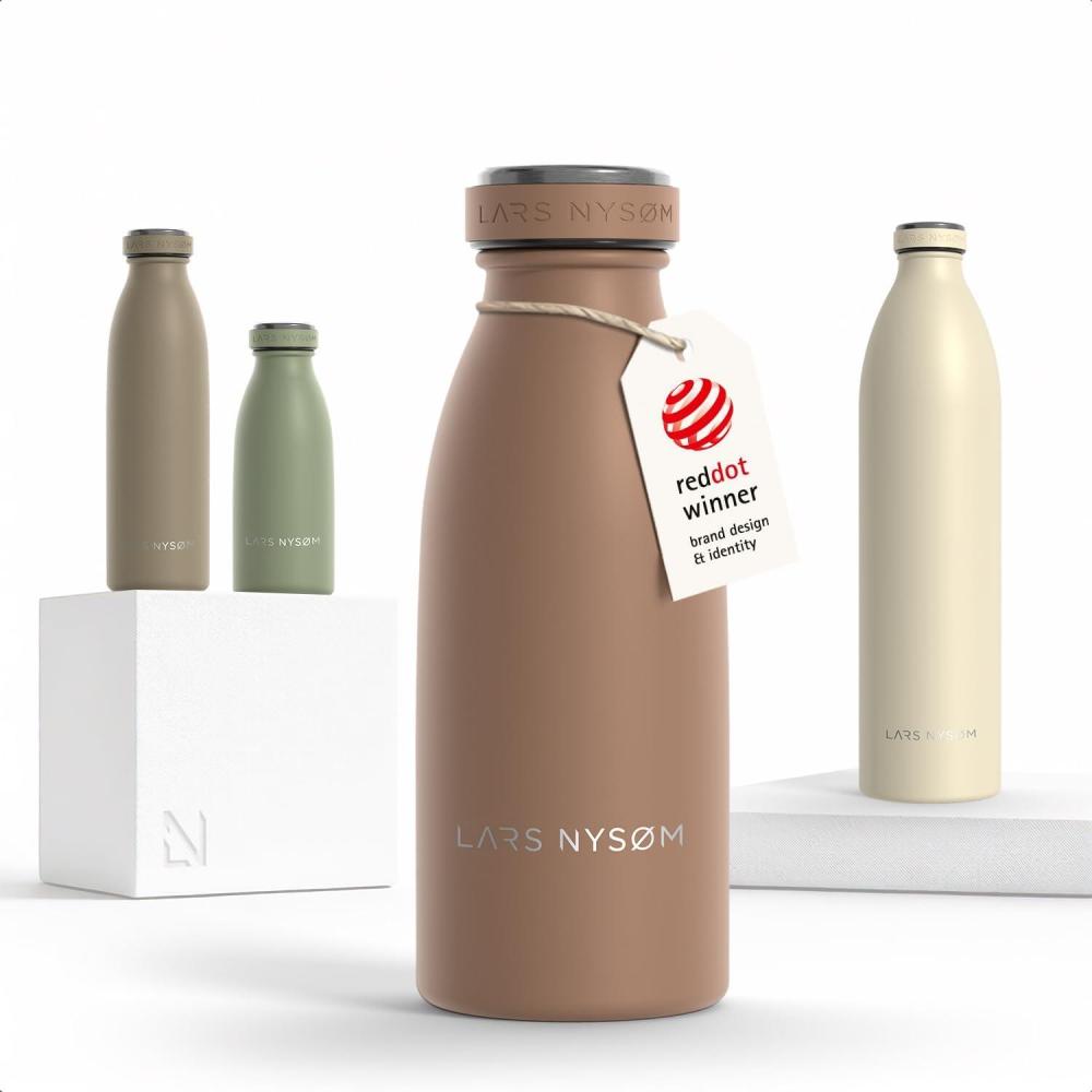 image:imageLARS NYSM Gourde INOX 500ml 05L Bouteille deau isole Gourde tanche pour Le Sport la Bicyclette Les Enfants Carbon Black 500mlMocha Brown