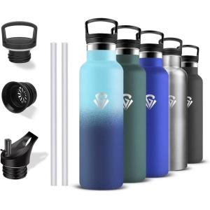 Gourde- 500ml- Gourde Isotherme, Bouteille Isotherme Anti Fuite, Bouteille Inox sans Bpa, Double Isolation, Bouteilles Isothermes Avec Poignée, Bouteille d&rsquo;eau pour Randonnée, Camping, Sport, Voyage(Jb-bleu)