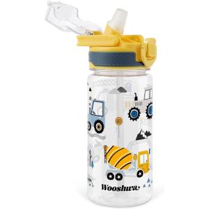 Gourde avec Paille 480ml, Anti Fuite Portable Bouteille D&rsquo;eau Sans BPA & Verrouillage Sécurisé pour Sport – Dinosaure & Licorne(Excavatrice)