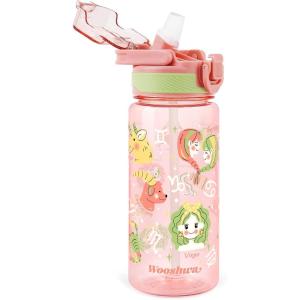 Gourde avec Paille 480ml, Anti Fuite Portable Bouteille D&rsquo;eau Sans BPA & Verrouillage Sécurisé pour Sport – Dinosaure & Licorne(Zodiaque)