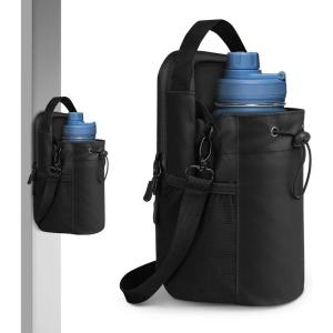 Sac de Sport Magnétique, Sac Banane Gym avec Bandoulière Ajustable Sac Magnétique Sport avec Fixation Aimantée pour Bouteilles d&rsquo;eau de 1,5L Sac de Course pour Homme Femme(Noir)