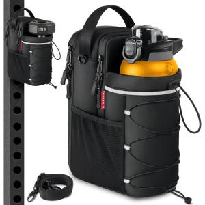Sac de sport magnétique en bandoulière : bouteille d&rsquo;eau magnétique avec 4 aimants puissants | Peut contenir une tasse de 1814,4 g, petite pochette pour fitness, voyage, sport
