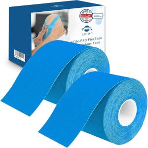 Set de 2 bandes de kinésiologie pour strap couleur bleu axion| Ruban adhésif résistant à l&rsquo;eau | Optimal pour le sport | 2 rouleaux de 5 m(Bleu)