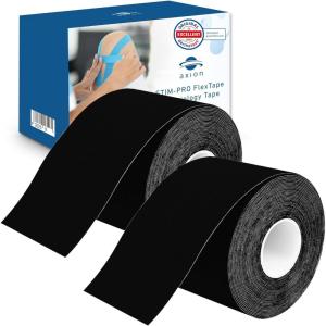 Set de 2 bandes de kinésiologie pour strap couleur bleu axion| Ruban adhésif résistant à l&rsquo;eau | Optimal pour le sport | 2 rouleaux de 5 m(Noir)