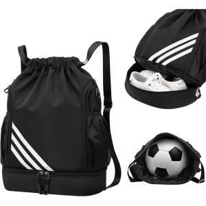 Zorplex Sac de Sport à Cordon de Serrage, Sac à Dos de Sport Résistant à l&rsquo;Eau Grande Taille avec Compartiment à Chaussures, Fermeture Éclair et Poches en Maille pour Bouteille d&rsquo;Eau pour Sport