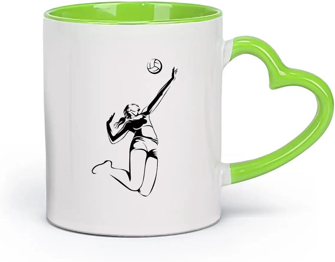 image:imageCaf et boissons chaudes Logo des joueurs de volleyball jeu dquipe sportive 11oz320ml Cadeau humoristique pour les amateurs de caf les collgues et les amis VertS08010