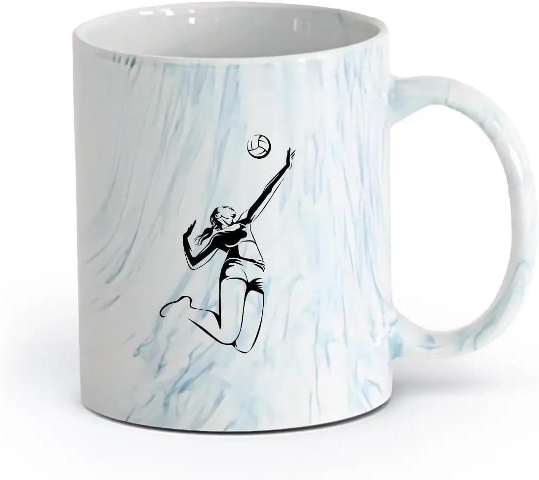 image:imageCaf et boissons chaudes Logo des joueurs de volleyball jeu dquipe sportive 11oz320ml Cadeau humoristique pour les amateurs de caf les collgues et les amis VertS08010