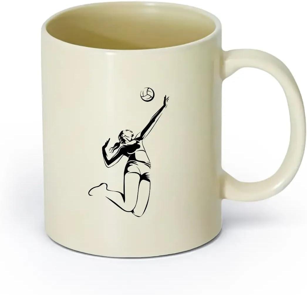 image:imageCaf et boissons chaudes Logo des joueurs de volleyball jeu dquipe sportive 11oz320ml Cadeau humoristique pour les amateurs de caf les collgues et les amis VertS08010