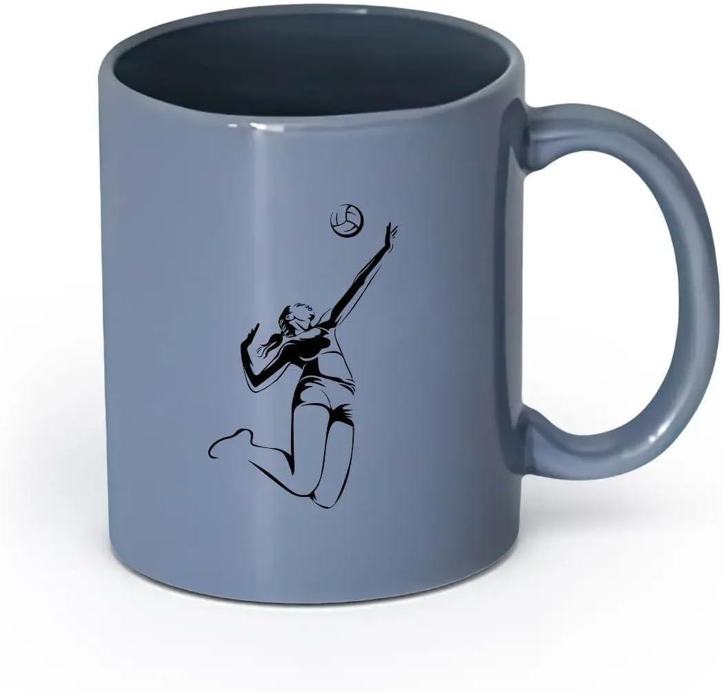 image:imageCaf et boissons chaudes Logo des joueurs de volleyball jeu dquipe sportive 11oz320ml Cadeau humoristique pour les amateurs de caf les collgues et les amis VertS08010