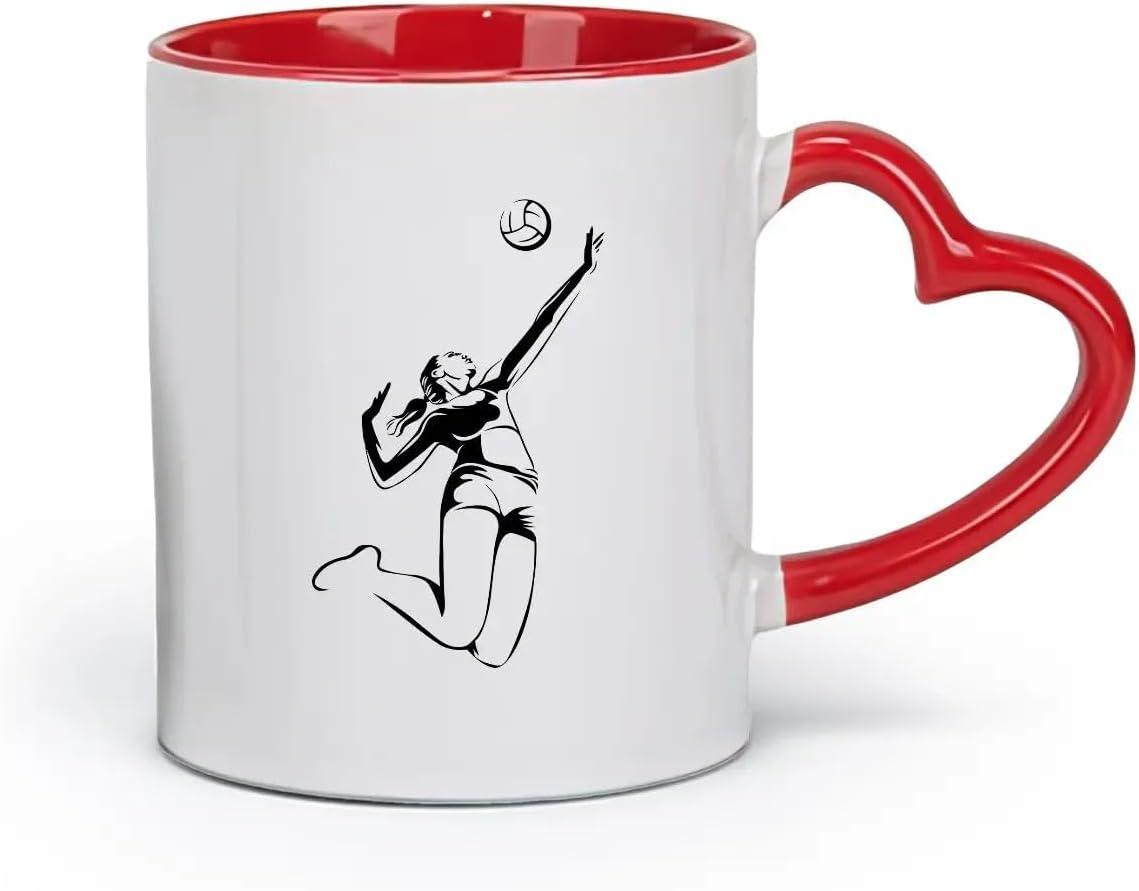 image:imageCaf et boissons chaudes Logo des joueurs de volleyball jeu dquipe sportive 11oz320ml Cadeau humoristique pour les amateurs de caf les collgues et les amis VertS08010