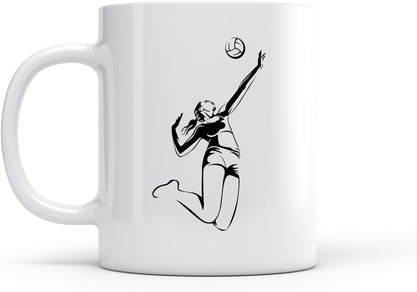 image:imageCaf et boissons chaudes Logo des joueurs de volleyball jeu dquipe sportive 11oz320ml Cadeau humoristique pour les amateurs de caf les collgues et les amis VertS08010